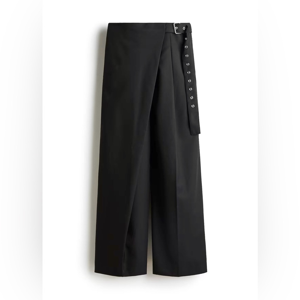 H&M A/W 2025
NWT BLACK WOOL-BLEND TAILORED WRAP-DETAIL PANTS